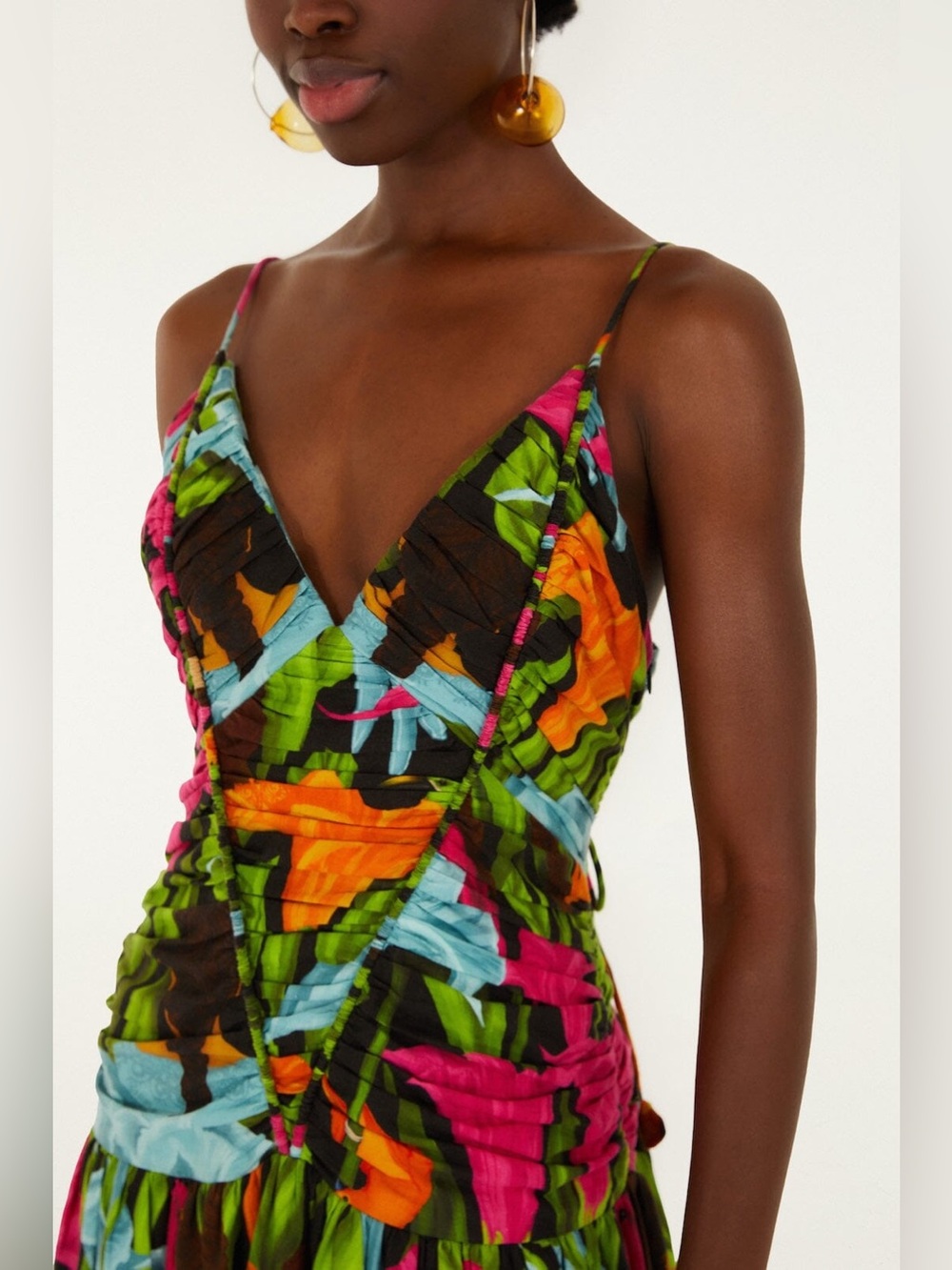 Farm Rio: Black Mujeres Y Flores Midi Dress